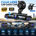 4-Channel Dash Cam with WiFi, Night Vision & Loop Recording