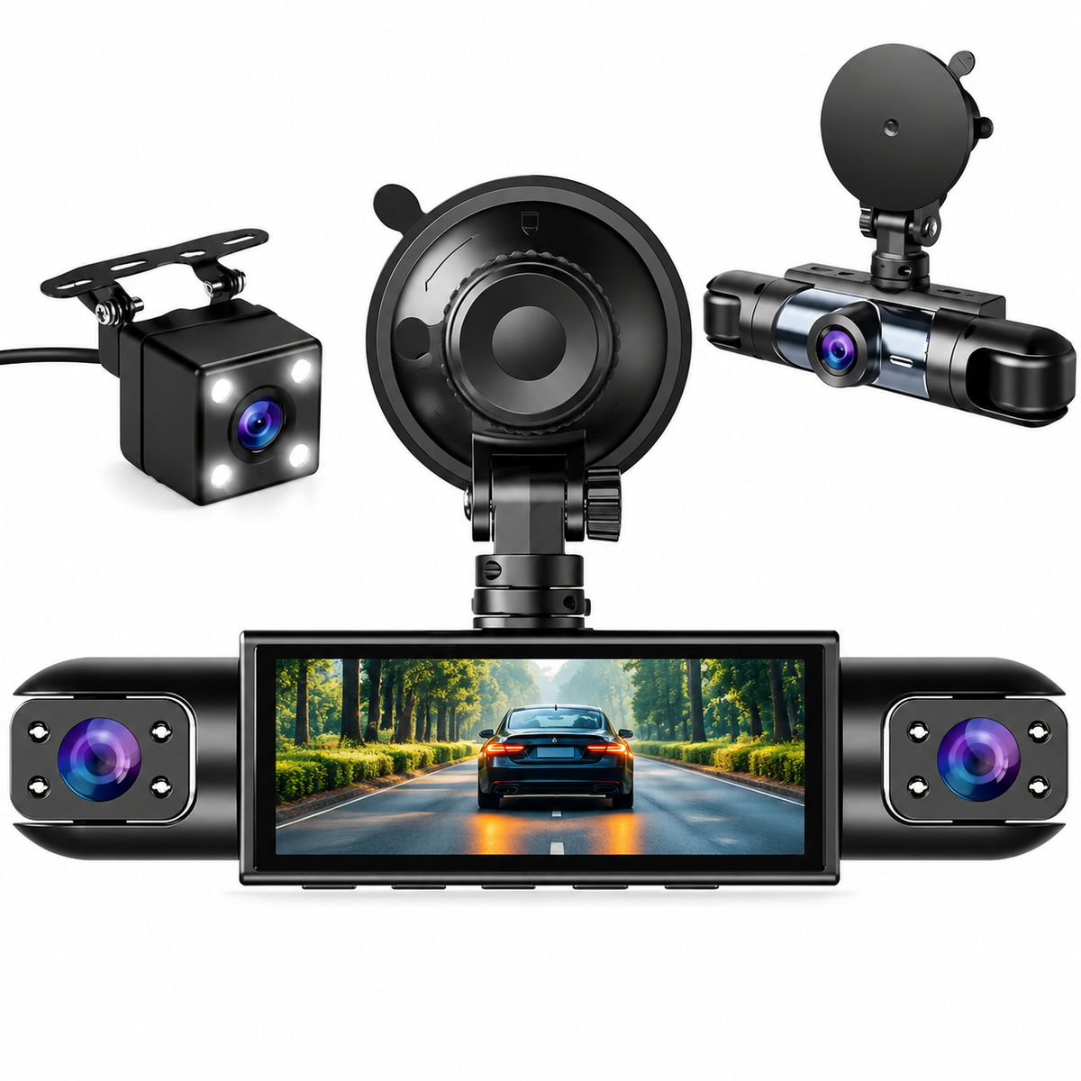 4-Channel Dash Cam with WiFi, Night Vision & Loop Recording