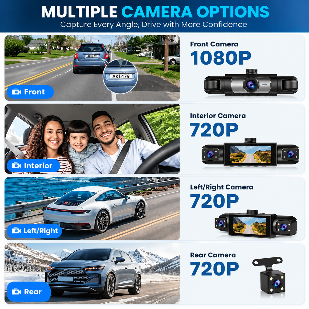 4-Channel Dash Cam with WiFi, Night Vision & Loop Recording – My Store