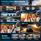 4-Channel Dash Cam with WiFi, Night Vision & Loop Recording